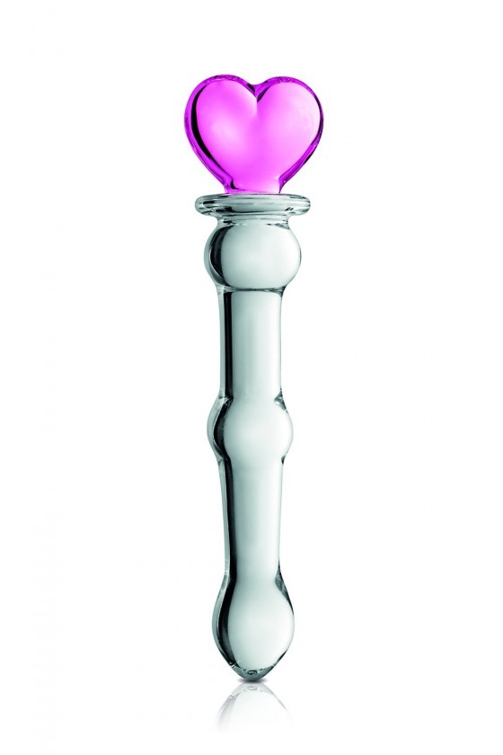 Gode en verre bicolor avec boules et coeur  n°21 Glossy - CC532074